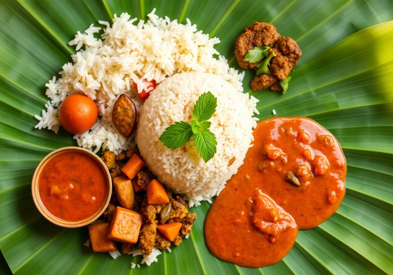 Traditional Sri Lankan rice and curry